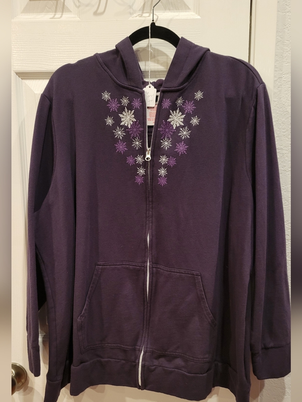 Holiday Editions Purple Hoodie with Silver and Lavender Snowflakes
